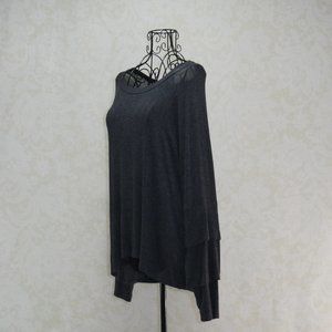 EYESHADOW Grey Gray Layered Sleeves Blouse Top